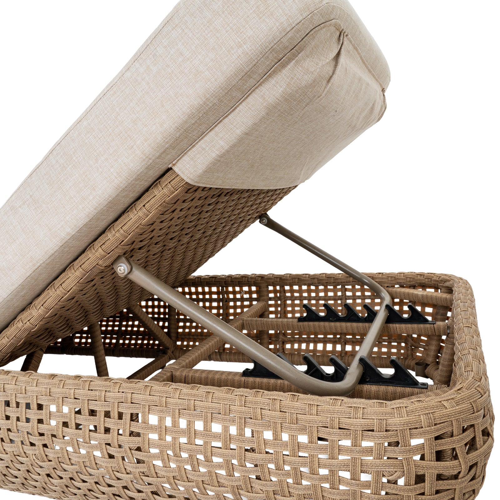 Hill Interiors Bloom Collection brown outdoor sunbed in a modern garden setting