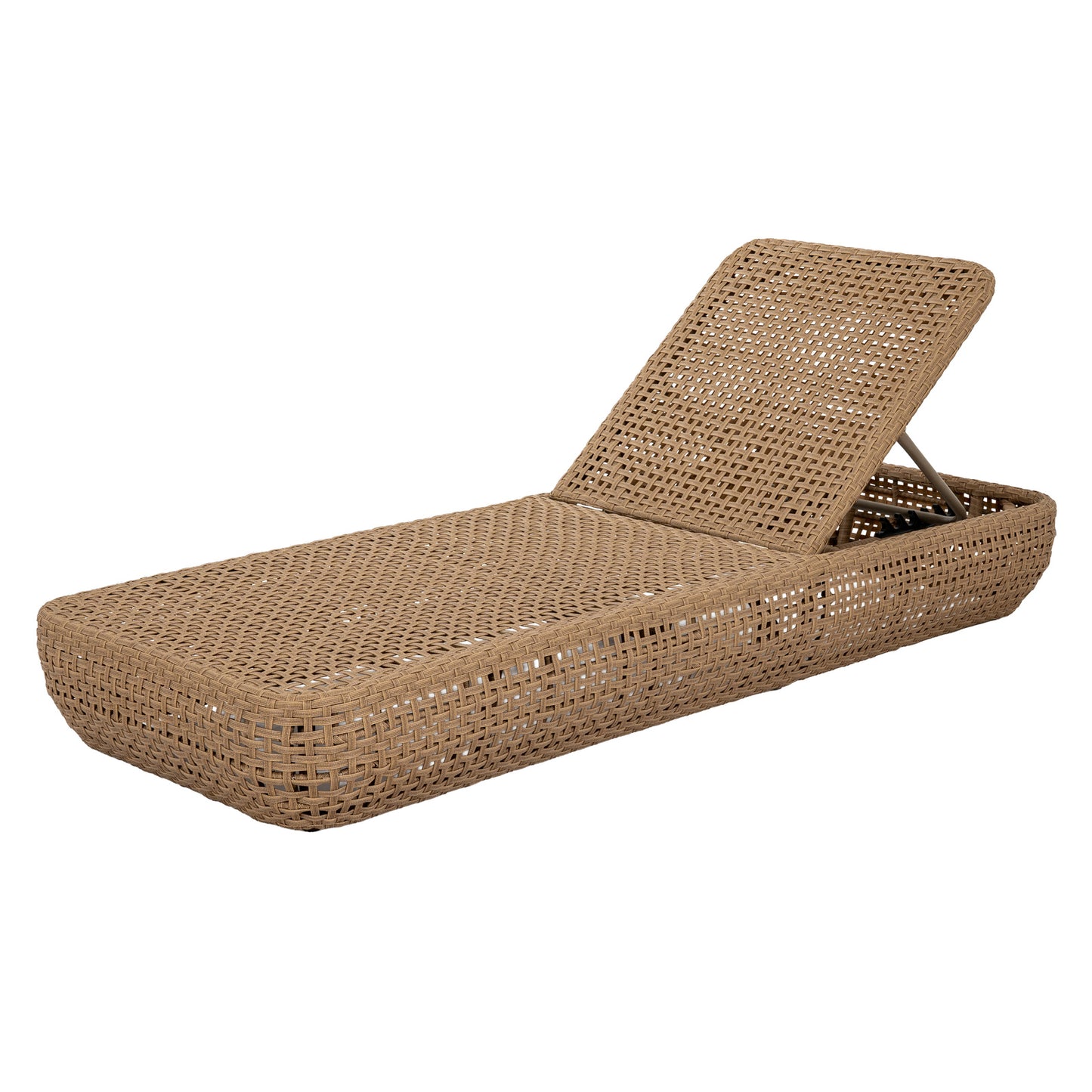 Hill Interiors Bloom Collection brown outdoor sunbed in a modern garden setting