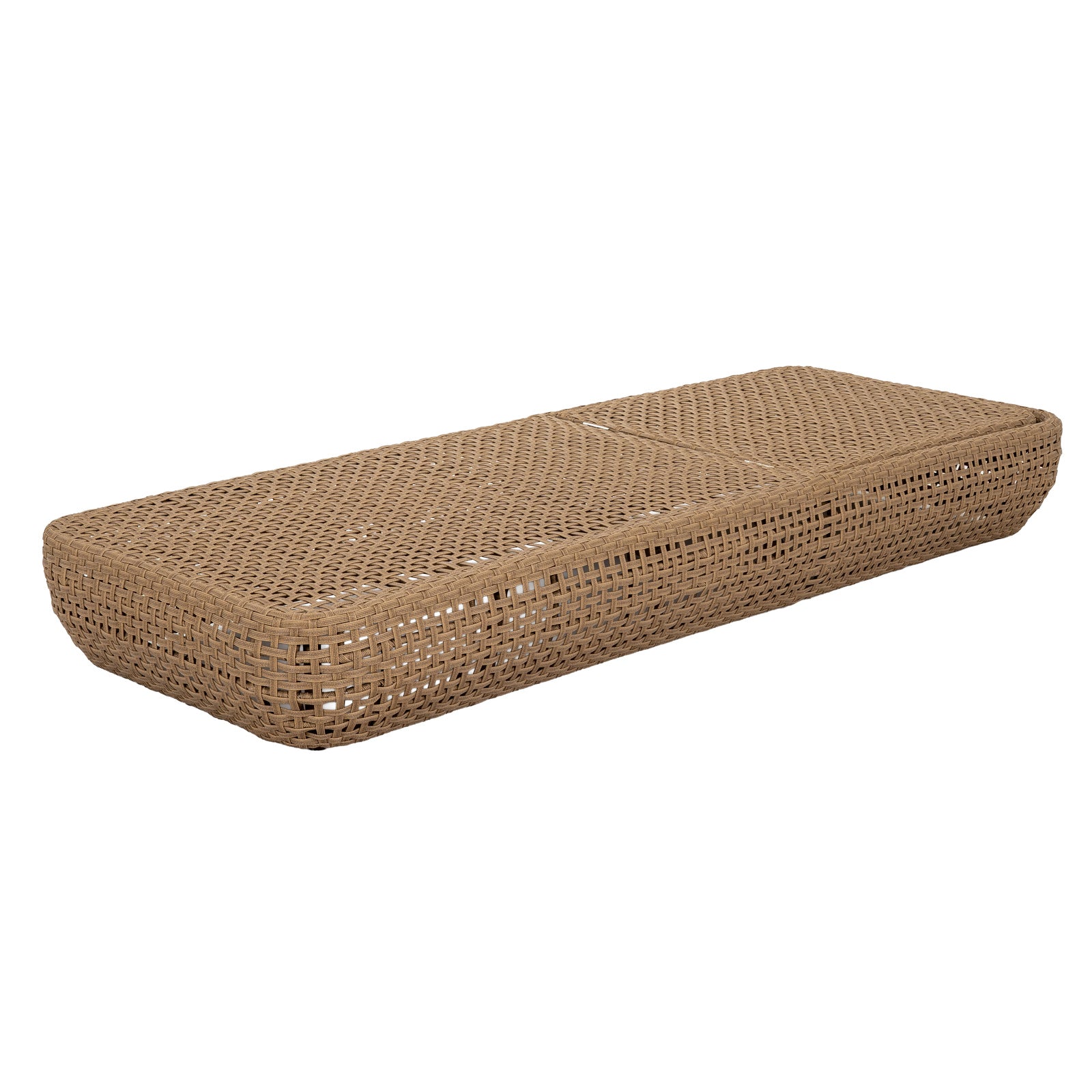 Hill Interiors Bloom Collection brown outdoor sunbed in a modern garden setting