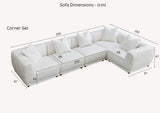 	Furnish365 Lottie modular bouclé corner sofa with scatter cushions in a modern living room setting