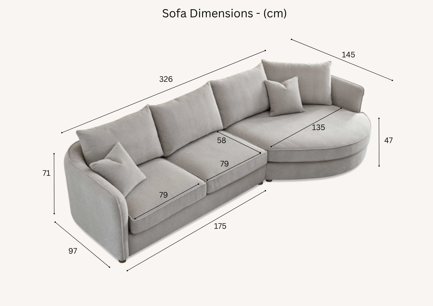 Furnish365 Rubin bouclé corner chaise with organic curved shape in a modern living room setting
