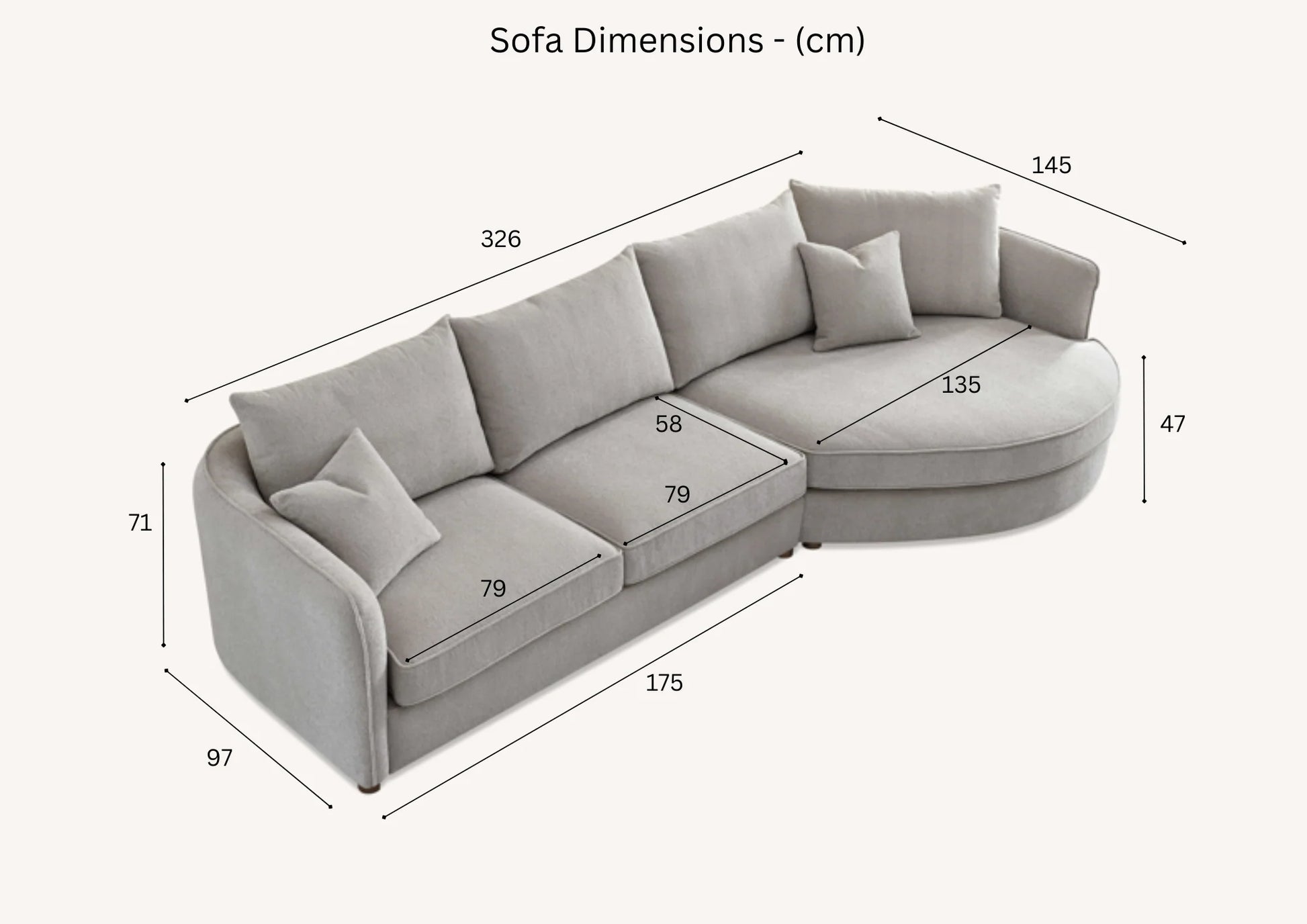 Furnish365 Rubin bouclé corner chaise with organic curved shape in a modern living room setting