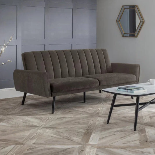 Afina Sofabed – Grey Velvet – Glamorous Sofa Bed with Click-Clack Mechanism