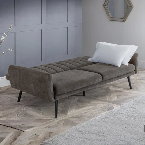 Afina Sofabed – Grey Velvet – Glamorous Sofa Bed with Click-Clack Mechanism | Julian Bowen