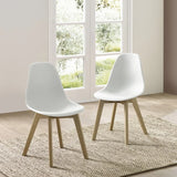 Agatha set of 2 white dining chairs in a modern dining room setting