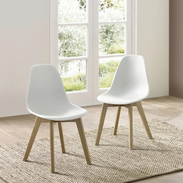 Agatha set of 2 white dining chairs in a modern dining room setting