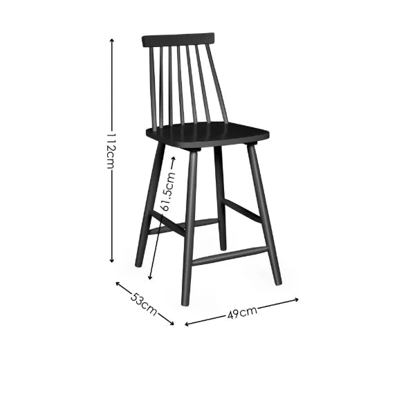 Alassio black spindle back bar stool in a modern kitchen or bar setting