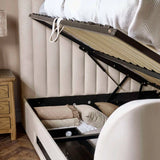 Alana cream velvet TV bed with remote-controlled lift in a modern bedroom setting