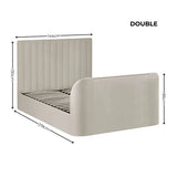 Alana cream velvet TV bed with remote-controlled lift in a modern bedroom setting