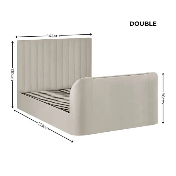 Alana cream velvet TV bed with remote-controlled lift in a modern bedroom setting