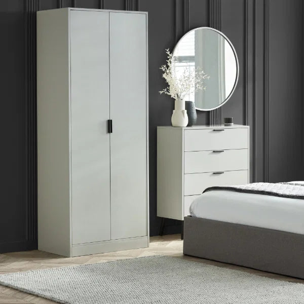 Alba 2 Door Wardrobe – Silk Grey – Affordable and Stylish Compact Design | Julian Bowen