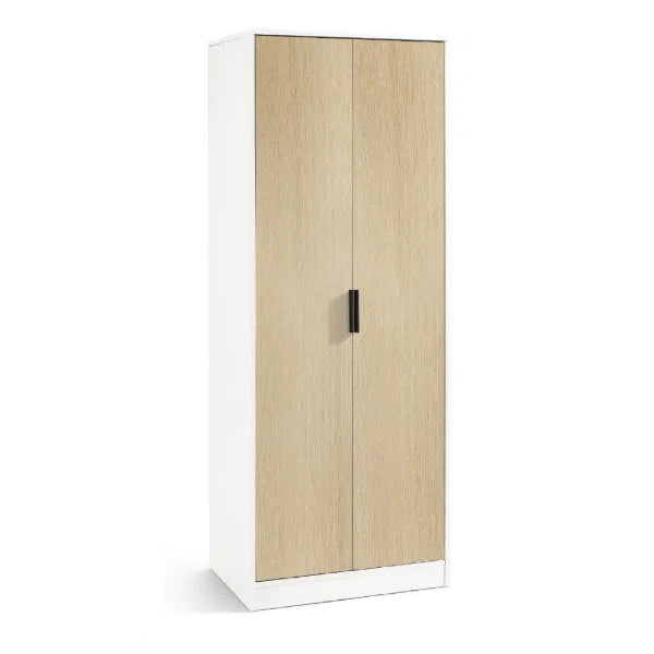 Alba 2 Door Wardrobe – White & Oak – Fresh Two-Tone Compact Design | Julian Bowen