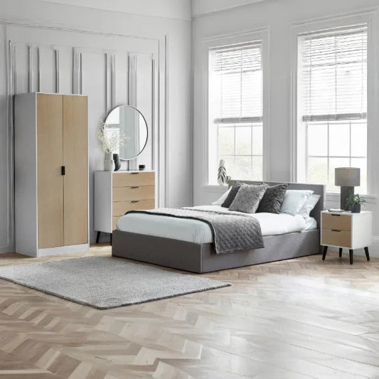 Alba 2 Door Wardrobe – White & Oak – Fresh Two-Tone Compact Design