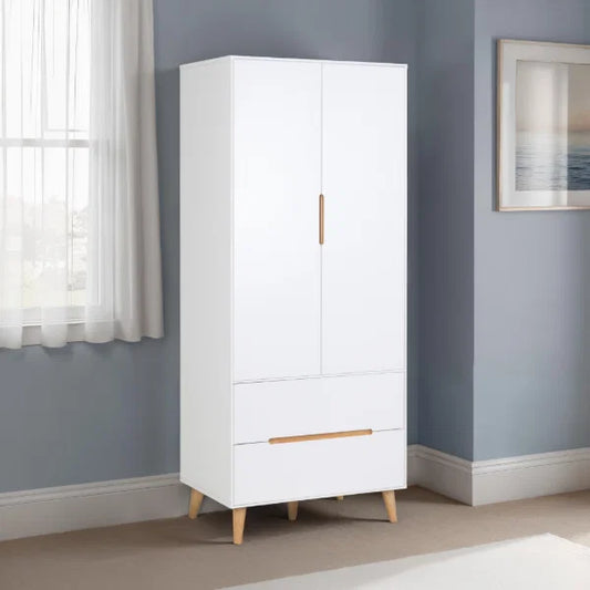 Alicia Combination Wardrobe – White – Versatile Storage with Hanging Rail and Shelves