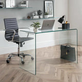 Amalfi Desk – Clear Glass – Curved Tempered Glass Design – No Assembly Needed | Julian Bowen