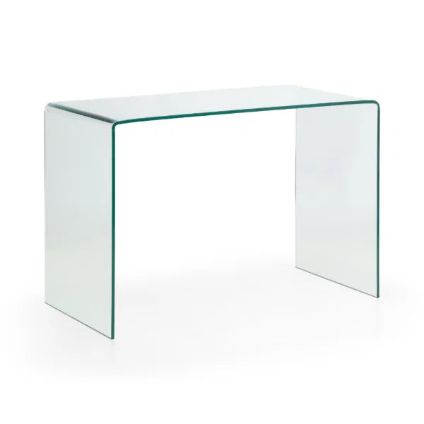 Amalfi Desk – Clear Glass – Curved Tempered Glass Design – No Assembly Needed | Julian Bowen
