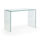 Amalfi Desk – Clear Glass – Curved Tempered Glass Design – No Assembly Needed | Julian Bowen