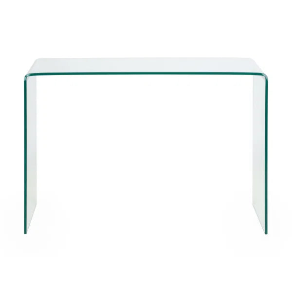 Amalfi Desk – Clear Glass – Curved Tempered Glass Design – No Assembly Needed | Julian Bowen