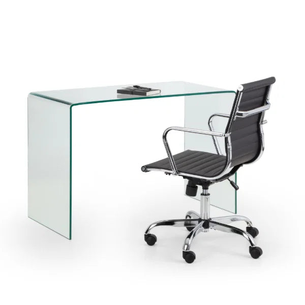 Amalfi Desk – Clear Glass – Curved Tempered Glass Design – No Assembly Needed | Julian Bowen