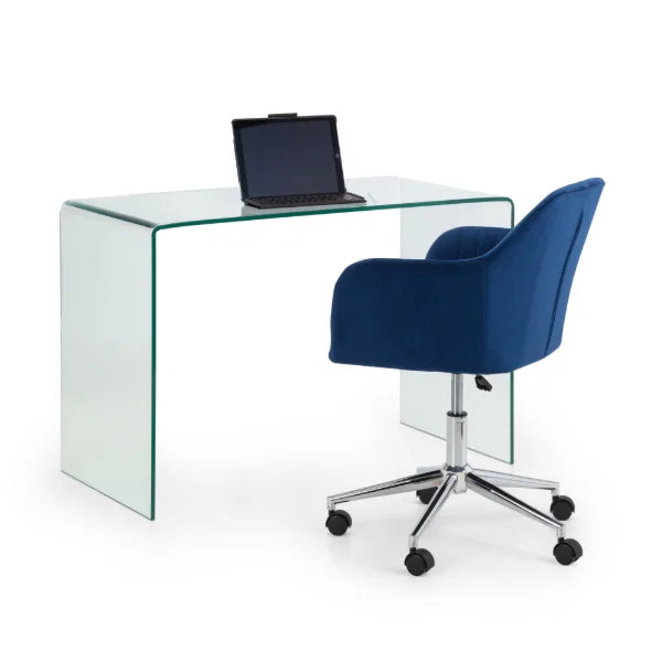 Amalfi Desk – Clear Glass – Curved Tempered Glass Design – No Assembly Needed | Julian Bowen