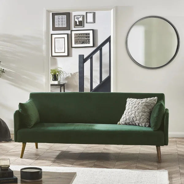 Andi Sofa Bed – Green – Retro Style Sofa Bed with Easy Fold-Out Mechanism