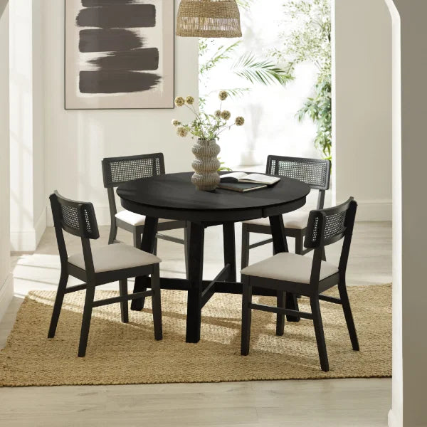 Annika Extending Round Dining Table – Satin Black – Extends 115-154cm (Pre-order – May)