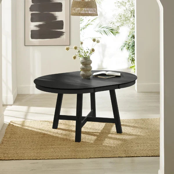 Annika Extending Round Dining Table – Satin Black – Extends 115-154cm (Pre-order – May)