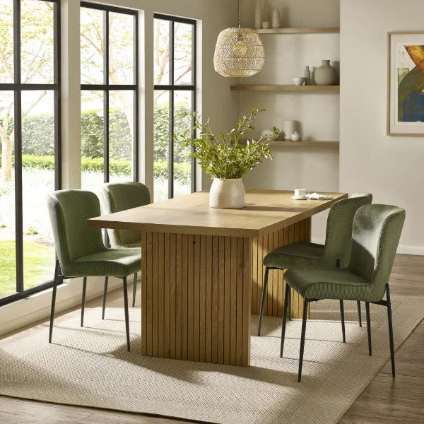 Arundel light oak rectangular dining table in a modern dining room setting