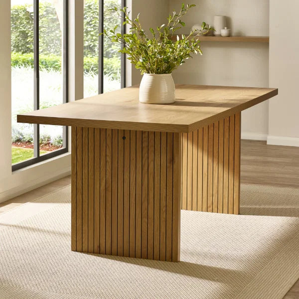 Arundel light oak rectangular dining table in a modern dining room setting