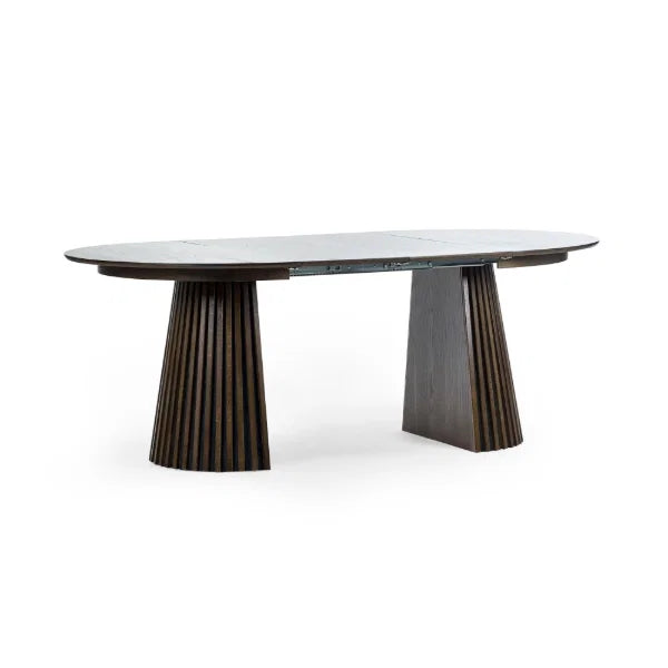Arya Extending Dining Table – Oak & White – Japandi Design, Seats 4-6