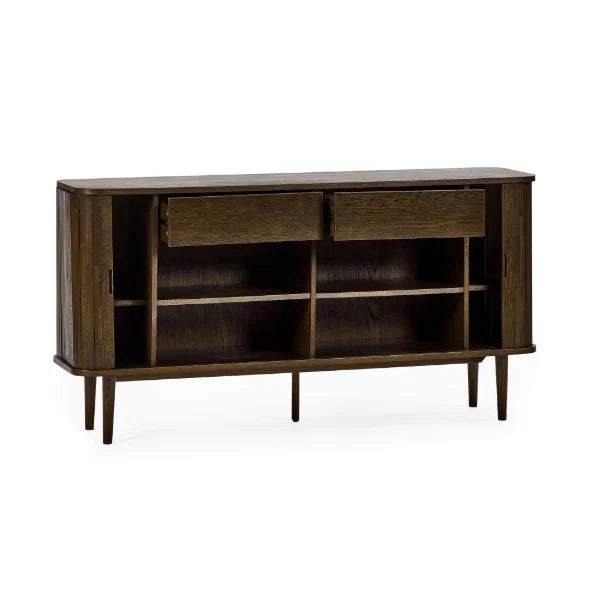 Arya Sideboard – Oak – Dark Oak Finish with Tambour Doors