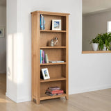 Astoria Tall Bookcase – Oak – 5 Spacious Shelves – Classic Design Maximises Vertical Storage | Julian Bowen
