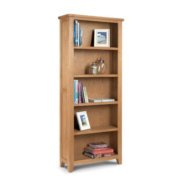 Astoria Tall Bookcase – Oak – 5 Spacious Shelves – Classic Design Maximises Vertical Storage