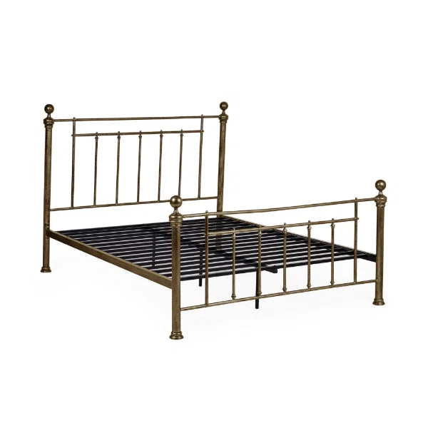 Aurelia brass effect metal bed in a modern bedroom setting