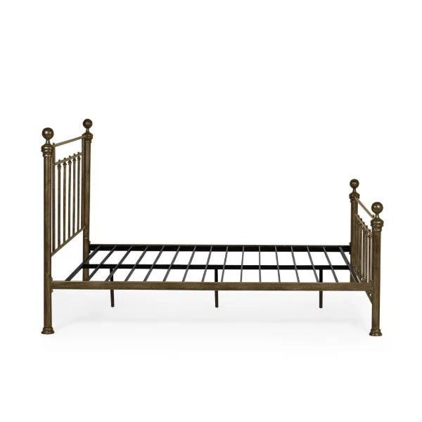 Aurelia brass effect metal bed in a modern bedroom setting