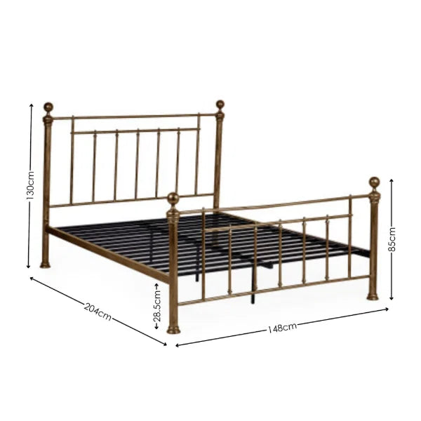 Aurelia brass effect metal bed in a modern bedroom setting