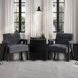 	LPD Furniture Abel coal velvet tweed armchair with black frame in a modern living room setting