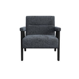 	LPD Furniture Abel coal velvet tweed armchair with black frame in a modern living room setting