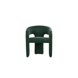 LPD Furniture Alba forest green velvet dining chair with curved design in a modern dining setting