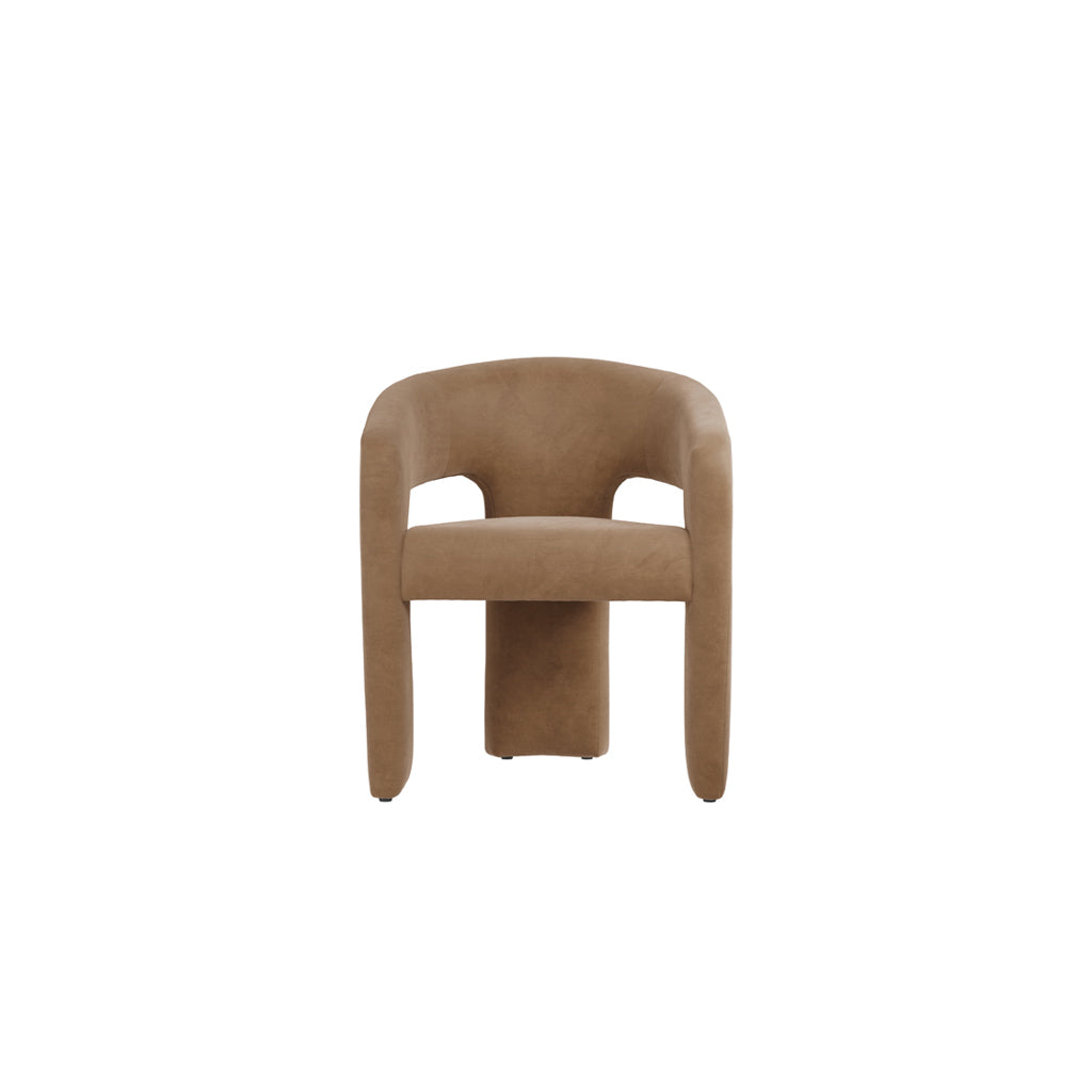 LPD Furniture Alba mole velvet dining chair with curved design in a modern dining setting