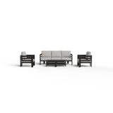 Furnish365 Andros 5 seater outdoor lounge set with aluminium frame and sintered stone table in a modern garden setting