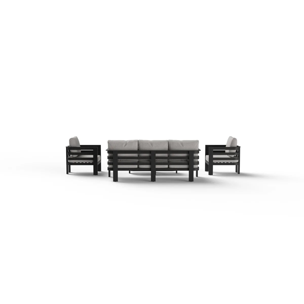 Furnish365 Andros 5 seater outdoor lounge set with aluminium frame and sintered stone table in a modern garden setting