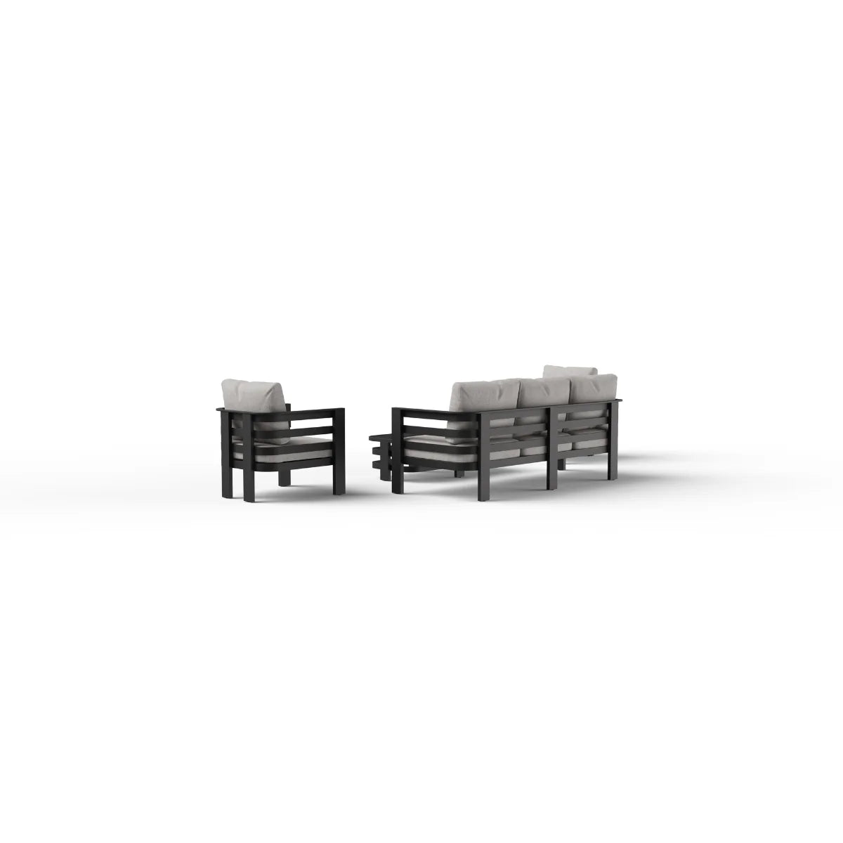 Furnish365 Andros 5 seater outdoor lounge set with aluminium frame and sintered stone table in a modern garden setting