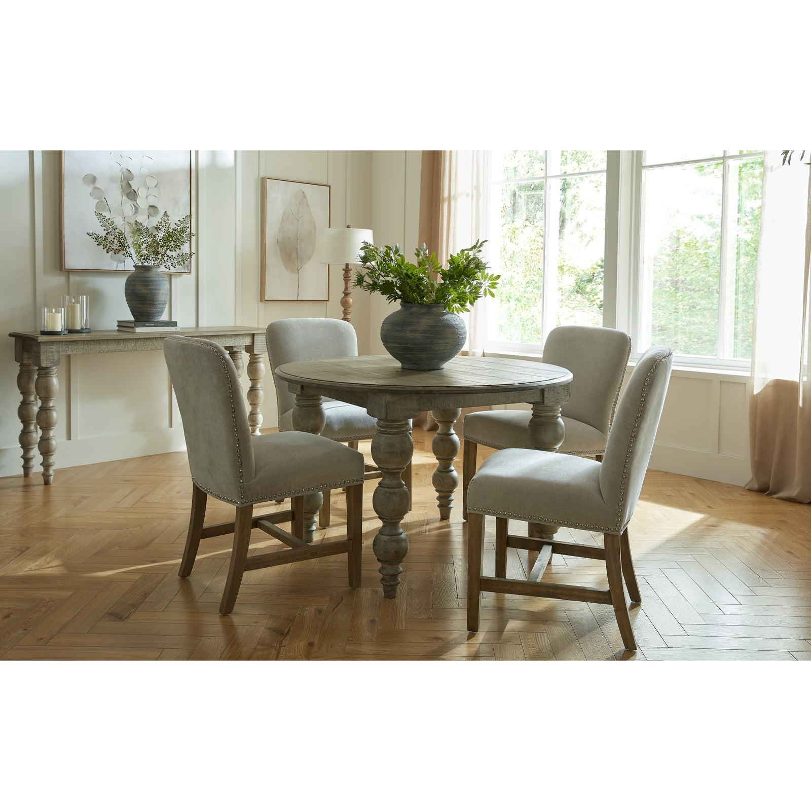 Angle view of Hill Interiors Rutland Collection dining table highlighting the premium wood finish