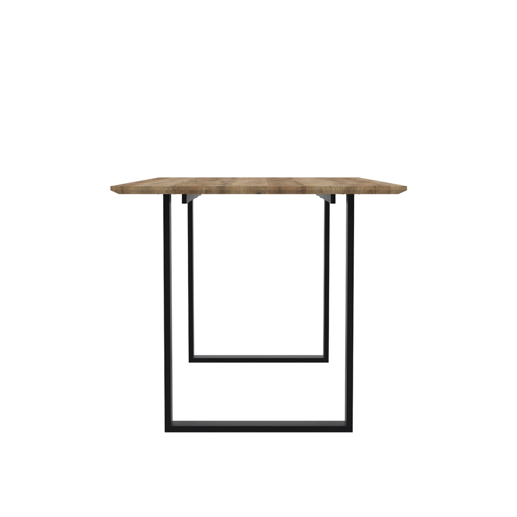 	LPD Furniture Antibes russet wood effect dining table with black U-shaped legs in a modern dining room setting