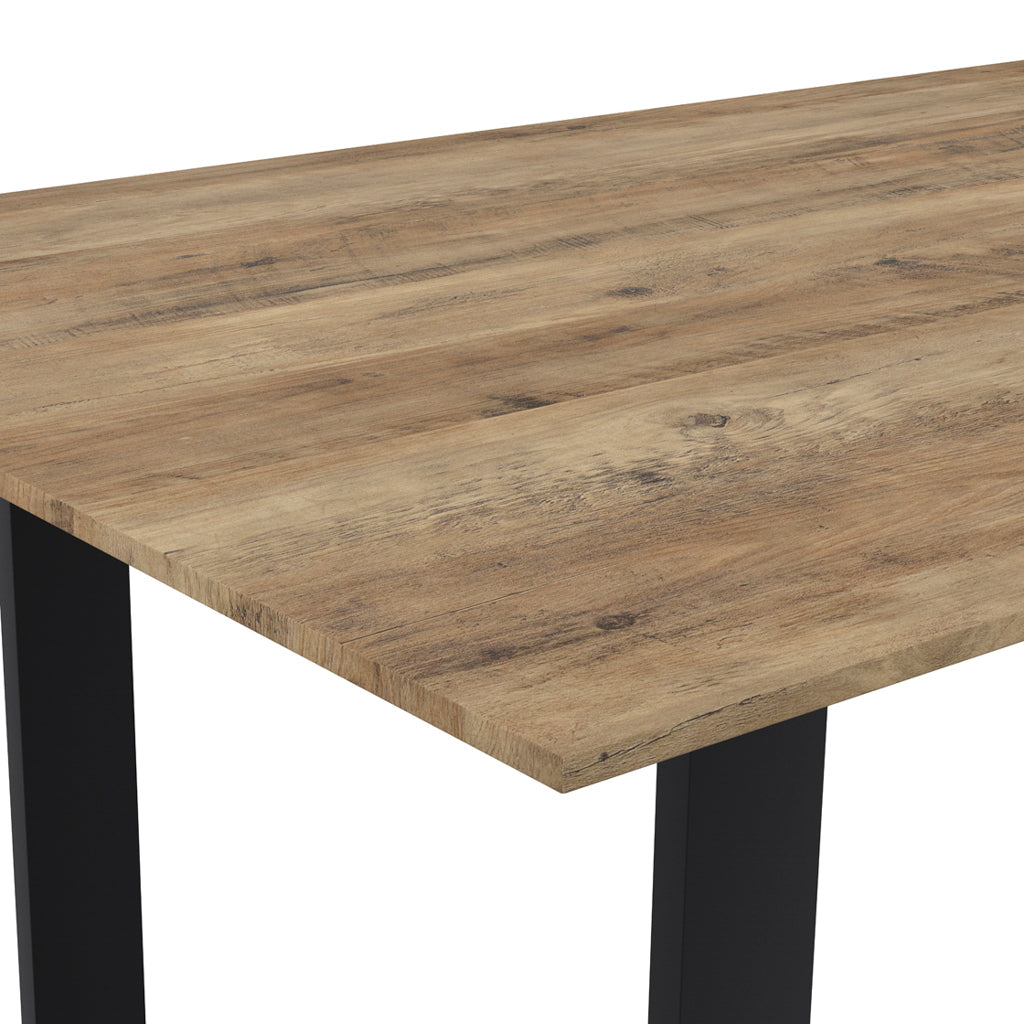 	LPD Furniture Antibes russet wood effect dining table with black U-shaped legs in a modern dining room setting