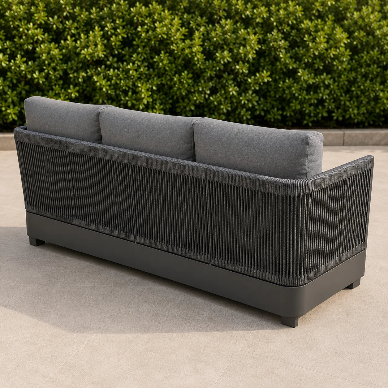 Furnish365 Ares 5 seater outdoor lounge set with polyrattan wicker and aluminium frame in a modern garden setting