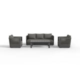 Furnish365 Ares 5 seater outdoor lounge set with polyrattan wicker and aluminium frame in a modern garden setting