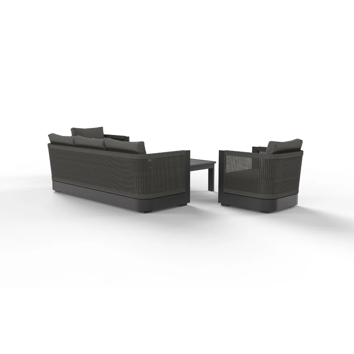 Furnish365 Ares 5 seater outdoor lounge set with polyrattan wicker and aluminium frame in a modern garden setting