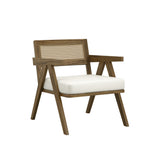 LPD Furniture Arizona ecru weave accent chair with smoked wood frame in a modern living room setting
